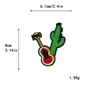 Parche bordado guitarra y cactus aplique DIY con medidas de 8cm por 6,1cm - Estilo Cactus Combinación Guitarra Pequeña (10577)