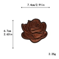 Écusson brodé rose marron pour réparation DIY, taille 7,4x6,7 cm, 2,25 g - Rose Marron (11384)