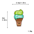Écusson glace verte brodé STAY COOL pour la décoration DIY de sacs et de vêtements unis - Glace Souriante Stay Cool (11604)