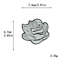 Écusson brodé rose argentée avec bords noirs et dimensions 7,4 cm x 6,7 cm - Rose Blanche (11389)