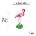 Roze flamingo borduurpatch met groene grasdetails, 13,1 cm DIY kledingpatch - Flamingo naar links gericht (GZ-1330)