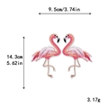 Roze flamingo geborduurde patches afmeting 9,5 cm x 14,3 cm voor DIY kleding decoratie - Symmetrisch groot flamingo paar (GZ-1322AB)