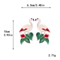 Pink flamingo embroidery patches set with red flowers and green leaves size specifications - Flamingo with Flower and Leaf Pair (GZ-1335AB)