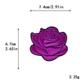 Écusson brodé rose violette avec dimensions détaillées pour décoration DIY de vêtements - Rose Violette (11382)