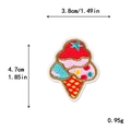 Cartoon Eiswaffel Stickerei Aufnäher in Rot und Blau, Maße 3,8 cm mal 4,7 cm - Dreifach-Kugel Gitter-Eis (11607)