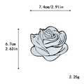 Écusson brodé rose blanche avec bords noirs, dimensions 7,4 cm par 6,7 cm - Rose Écru (11386)
