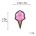 Rosa Comic-Eiscreme Stickerei-Aufnäher für DIY Kleidung Taschen Größe 6,9x3,9 cm - Bunte Punkte Rosa Eis (11606)