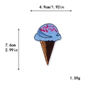 Blauer Eiscreme Comic Stickerei Aufnäher mit roten Details und Größenangaben - Blau-Rotes Punkte-Eis (11598)