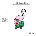 Pink flamingo embroidery patch DIY sticker with pink flower 16.5cm height - Flamingo with Lotus Leaf - Style A (GZ-1323A)