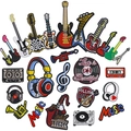 Embroidered music patches set featuring guitars, headphones, and colorful notes - Full Set (25 Pieces)