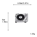 Embroidered vinyl record player patch for DIY clothes, size 6.8x5cm in black and white - Black White Record Player (GZ-2694)