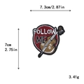 Violin patch with Follow Me text and red background embroidery for DIY clothing decor - Gz-2697* Minimum Order Of 10 Pieces Per Style. Thank You For Your Cooperation.