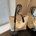 Sac fourre-tout en toile blanc cassé avec anses noires et texte SOBAG imprimé - Blanc Cassé