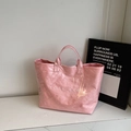 Rosafarbene Jelly-Tasche mit großem Fassungsvermögen und TOTE BAG Schriftzug - Rosa