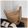 Kaki halvemaanvormige hobo-tas van kunstleer met verstelbare riem en een voorvakje - Khaki