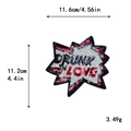 Pailletten Drunk Love borduurpatch met afmetingen 11.6cm x 11.2cm voor DIY kleding - DRUNK LOVE Ontwerp (10242)