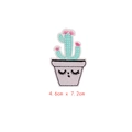 Écusson brodé cactus vert menthe avec fleur rose et visage endormi, 4.6cm x 7.2cm - Cactus en Pot (GZ-0294)