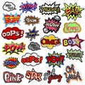 Comic-Stil POW und WOW Stickaufnäher zum Aufbügeln für DIY-Kleidungsdekoration - Vollständige Sammlung 22 Teile