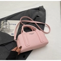 Pink lychee grain leather Boston bag with top handles and adjustable shoulder strap - Pink (No Charm)