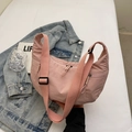 Pink crescent moon crossbody bag with adjustable wide shoulder strap for women - Pink
