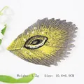 Pfauenfedern Stickerei Patch mit Goldpailletten für Cheongsam Bastelarbeiten - Gelb
