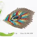 Parche bordado de pluma de pavo real con lentejuelas para vestidos estilo chino - Multicolor