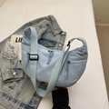 Light blue large capacity nylon dumpling bag for women, lightweight crossbody shoulder bag - Blue