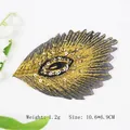 Pfauenfedern Stickerei Aufnäher in Gold mit Pailletten für DIY Cheongsam Kleidung - Dunkelgelb