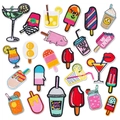 Set aus 22 lebendigen Stickaufnähern mit bunten Eiscreme- und sommerlichen Getränkemotiven - Sortierte Sommergetränke- Und Dessertkollektion (Komplettes Set)