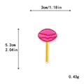 Pink lollipop embroidered patch with white border, size 5.2x3cm for DIY clothing repair - Pink Lollipop (11682-A)
