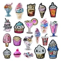 Set de 19 parches de lentejuelas coloridas con postres y bebidas para decoración de ropa - Juego Completo de Parches de Lentejuelas