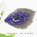 Parche bordado de pluma de pavo real azul y dorado con lentejuelas en malla negra - Azul marino