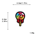Rainbow spiral lollipop embroidery patch with red bow for DIY clothing decor - Rainbow Bow Lollipop (11667)