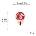 Lollipop embroidery patch with pink spiral design and yellow bow detail, 4.5cm height - Bow Spiral Candy (11677)