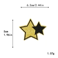 Écusson brodé étoile dorée à paillettes avec couches noires, 6,2 cm pour couture DIY - Style Double Étoile Dorée (11691)