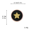 Pink and gold glitter star embroidery patch with 6.1cm diameter for DIY sewing - Black Round Star (11693)