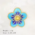 Detailed 5.2cm blue gold floral embroidery patch for clothes and hair accessories decoration - Flower Shape Style (GZ-5535) / Blue