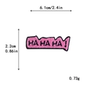 Pink HA HA HA! embroidered patch variant with 2.4x0.86 inch size and weight specs - HA HA HA! Text Box (11703)