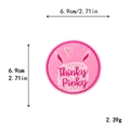 Pink heart and bunny embroidered patch with Thinky Pinky text and 6.9cm size label - THINKY PINKY Round (11688)