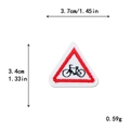 Triangle bicycle embroidered patch with white background and red zigzag stitching, 3.7x3.4cm - Bicycle Sign (GZ-1596)