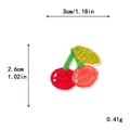 Embroidered red double cherry fruit patch with dimensions for DIY clothing decor - Cherry Style (11417)