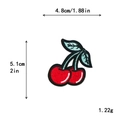 Embroidered cherry fruit patch with red fruit and green leaves for DIY clothing decor - Cherry Style (11419)