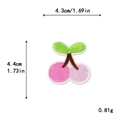 Embroidered pink cherry fruit patch with green leaves for DIY clothing decoration - Bicolor Cherry (11414)