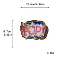 Pop-art stijl geborduurde POP! pailletten patch voor kleding, maat 12,6 cm x 8,7 cm - Roze Geel POP Ontwerp (10240)