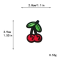 Embroidered red cherry fruit patch with leaves for DIY clothing and phone case decor - Cherry Style (11423)