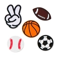 5-piece sports set embroidery patches featuring basketball, football and peace hand - Sports Gesture Combination