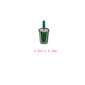 Grüner Becher Stickereiaufnäher 2,4x5,3cm für Taschen und Kleidung Dekoration - Getränkebecher (GZ-0217)