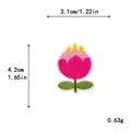 Pink tulip flower embroidered iron on patch with 3.1cm width and 4.2cm height details - Tulip Style (11415)