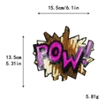 Pailletten POW letter patch voor DIY kleding met goudroze explosie-effect in 15,5 cm maat - Grote POW Ontwerp (10244)