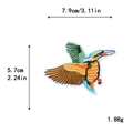 Detailed colorful bird embroidery patch for DIY clothing decoration, 7.9cm x 5.7cm - Kingfisher Style (10533)